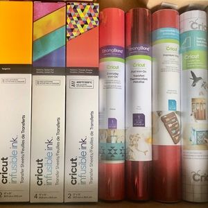 Cricut Infusible Ink, Iron-on, Premium Vinyl Orange, Red, Rouge Bundle Lot 0f 7